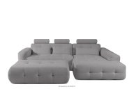 Wohnzimmermöbel-Set rechtes Ecksofa und Hocker aus Chenille-Stoff mit Steppung grau