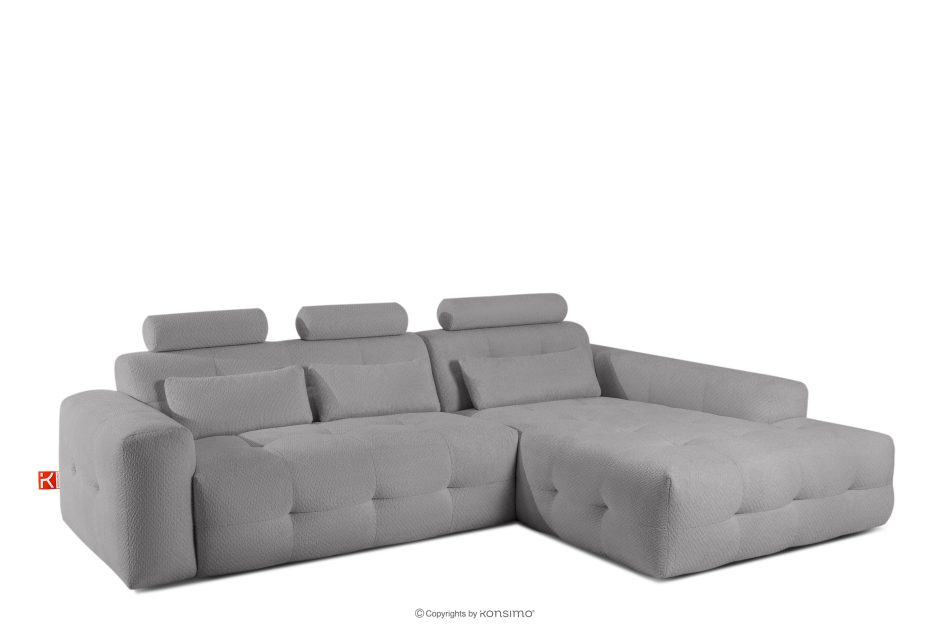 ALIGRA Wohnzimmermöbel-Set rechtes Ecksofa und Hocker aus Chenille-Stoff mit Steppung grau grau - Foto 4