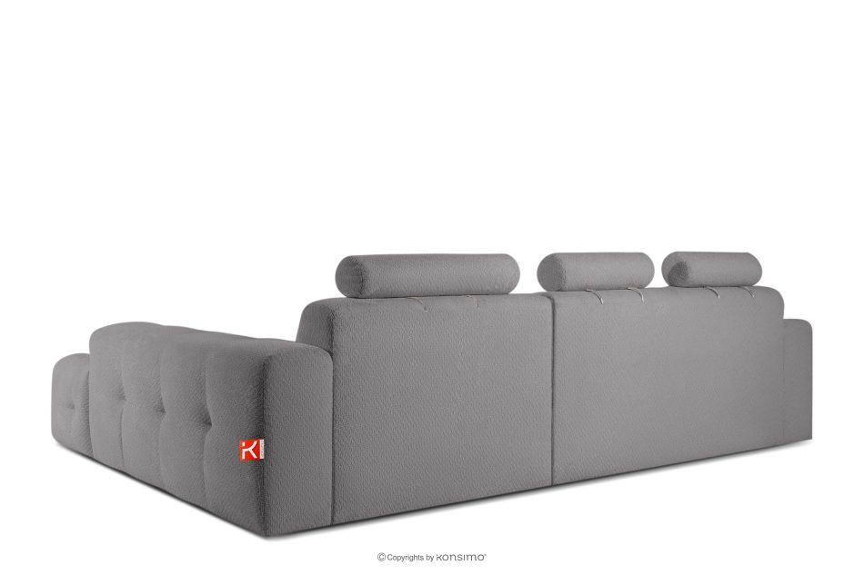 ALIGRA Wohnzimmermöbel-Set rechtes Ecksofa und Hocker aus Chenille-Stoff mit Steppung grau grau - Foto 5
