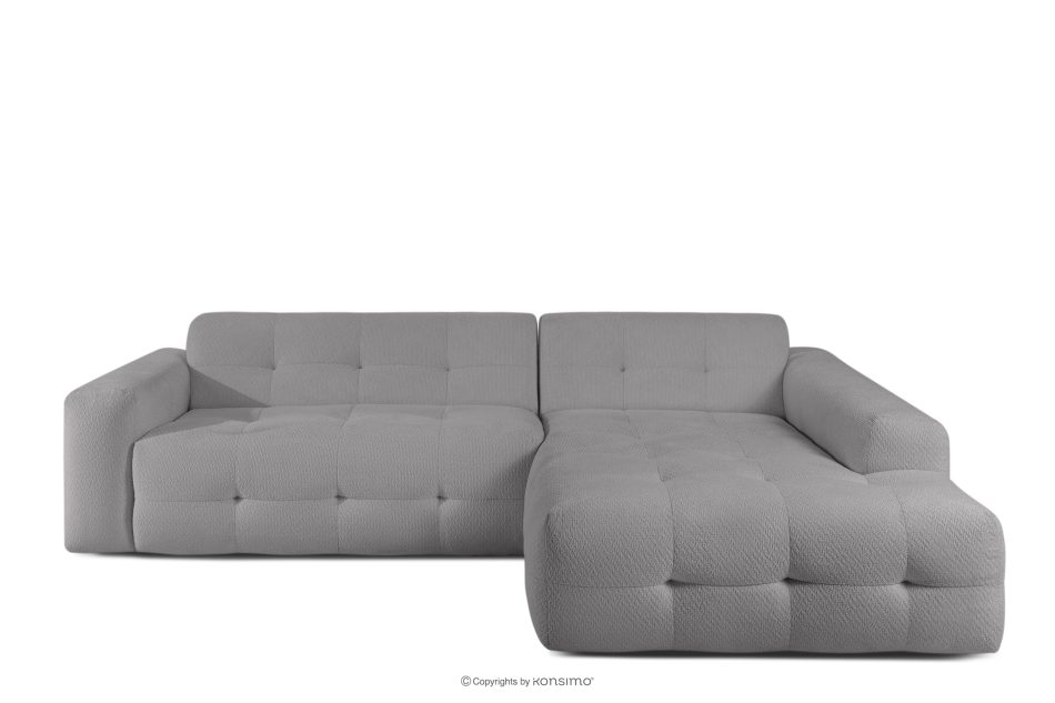 ALIGRA Wohnzimmermöbel-Set rechtes Ecksofa und Hocker aus Chenille-Stoff mit Steppung grau grau - Foto 16