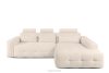 ALIGRA Wohnzimmermöbel-Set rechtes Ecksofa und Hocker aus Chenille-Stoff mit Steppung hellbeige hellbeige - Foto 4