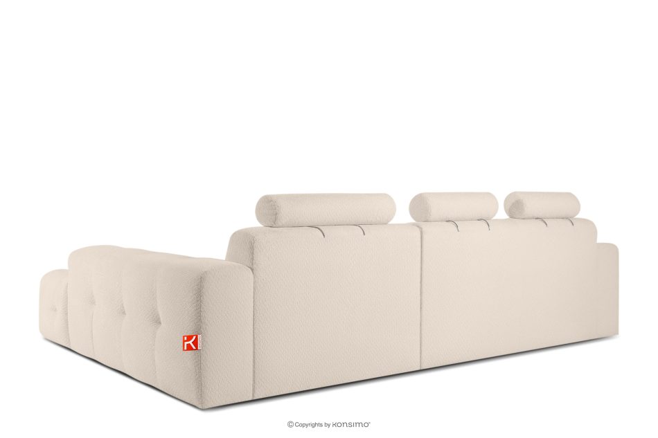 ALIGRA Wohnzimmermöbel-Set rechtes Ecksofa und Hocker aus Chenille-Stoff mit Steppung hellbeige hellbeige - Foto 5