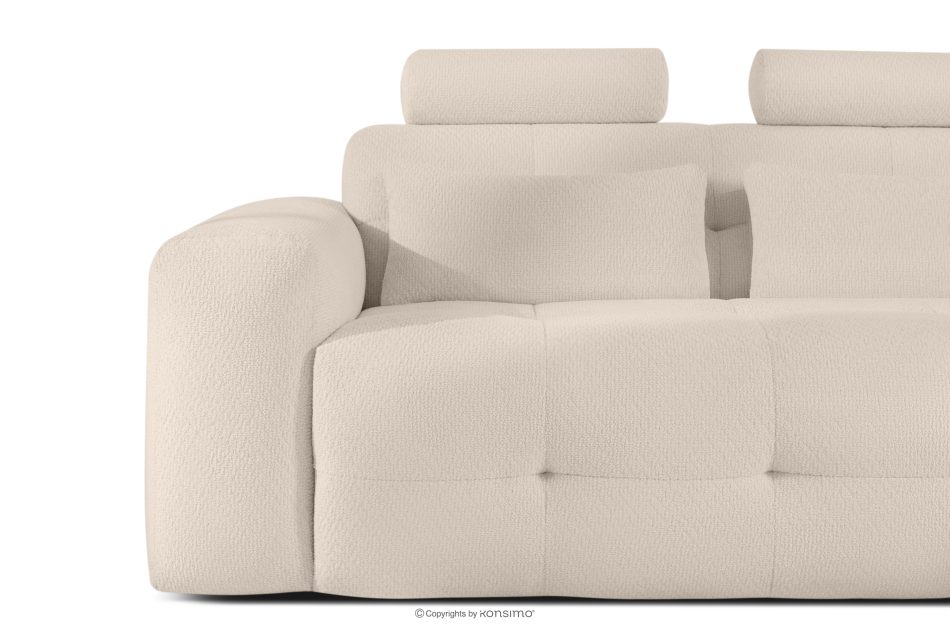 ALIGRA Wohnzimmermöbel-Set rechtes Ecksofa und Hocker aus Chenille-Stoff mit Steppung hellbeige hellbeige - Foto 7