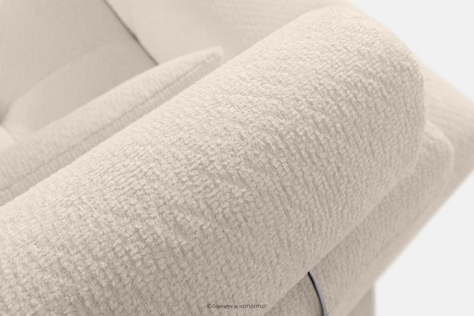 ALIGRA Wohnzimmermöbel-Set rechtes Ecksofa und Hocker aus Chenille-Stoff mit Steppung hellbeige hellbeige - Foto 8
