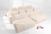 ALIGRA Wohnzimmermöbel-Set rechtes Ecksofa und Hocker aus Chenille-Stoff mit Steppung hellbeige hellbeige - Foto 2