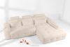 ALIGRA Wohnzimmermöbel-Set rechtes Ecksofa und Hocker aus Chenille-Stoff mit Steppung hellbeige hellbeige - Foto 21