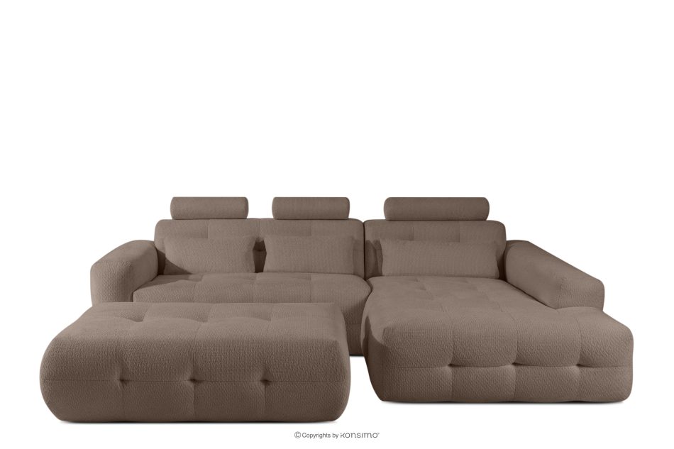 ALIGRA Wohnzimmermöbel-Set rechtes Ecksofa und Hocker aus Chenille-Stoff mit Steppung braun braun - Foto 0