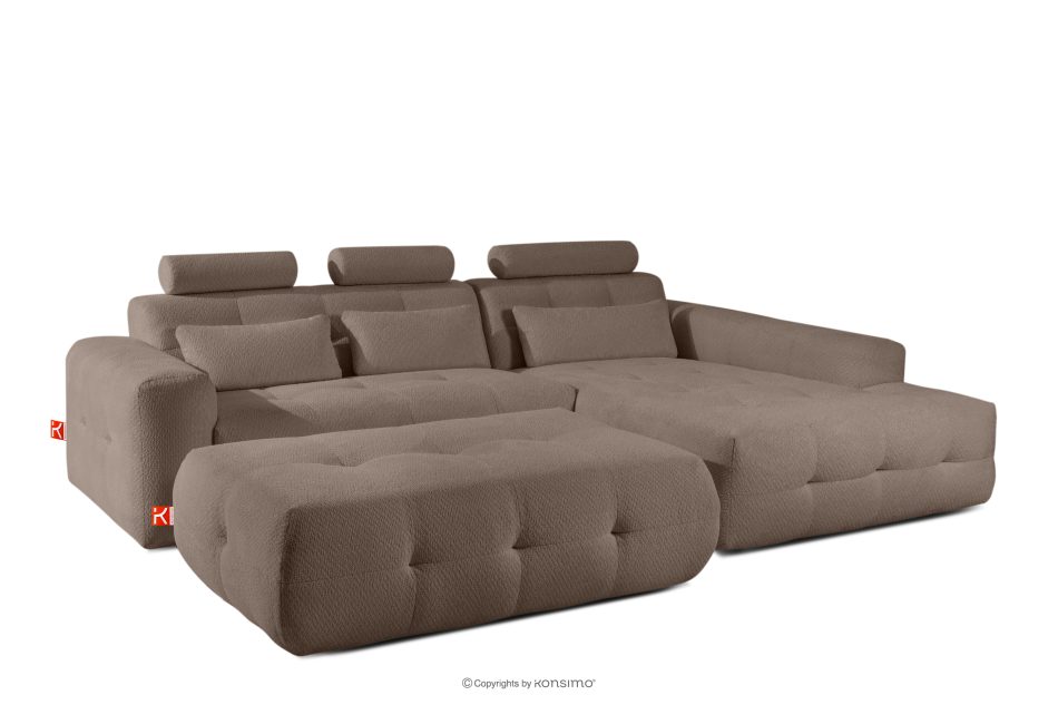 ALIGRA Wohnzimmermöbel-Set rechtes Ecksofa und Hocker aus Chenille-Stoff mit Steppung braun braun - Foto 2