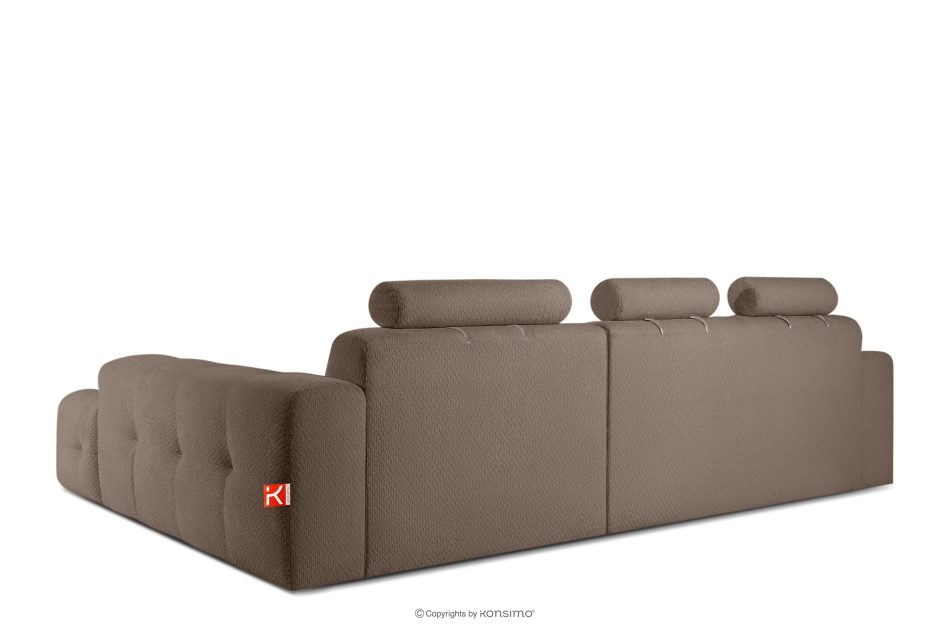 ALIGRA Wohnzimmermöbel-Set rechtes Ecksofa und Hocker aus Chenille-Stoff mit Steppung braun braun - Foto 5