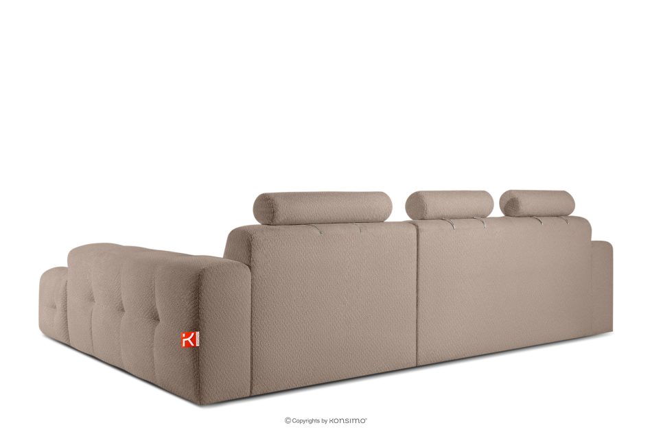 ALIGRA Wohnzimmermöbel-Set rechtes Ecksofa und Hocker aus Chenille-Stoff mit Steppung hellbraun hellbraun - Foto 5