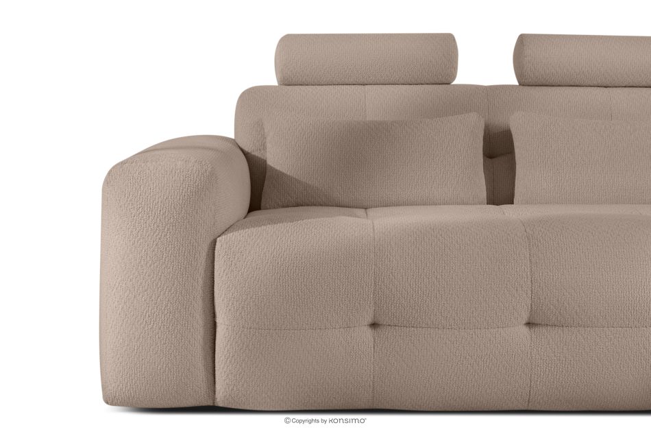 ALIGRA Wohnzimmermöbel-Set rechtes Ecksofa und Hocker aus Chenille-Stoff mit Steppung hellbraun hellbraun - Foto 7