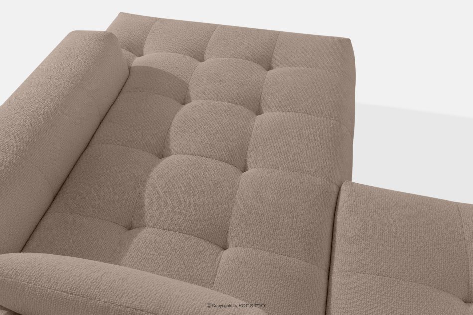 ALIGRA Wohnzimmermöbel-Set rechtes Ecksofa und Hocker aus Chenille-Stoff mit Steppung hellbraun hellbraun - Foto 11