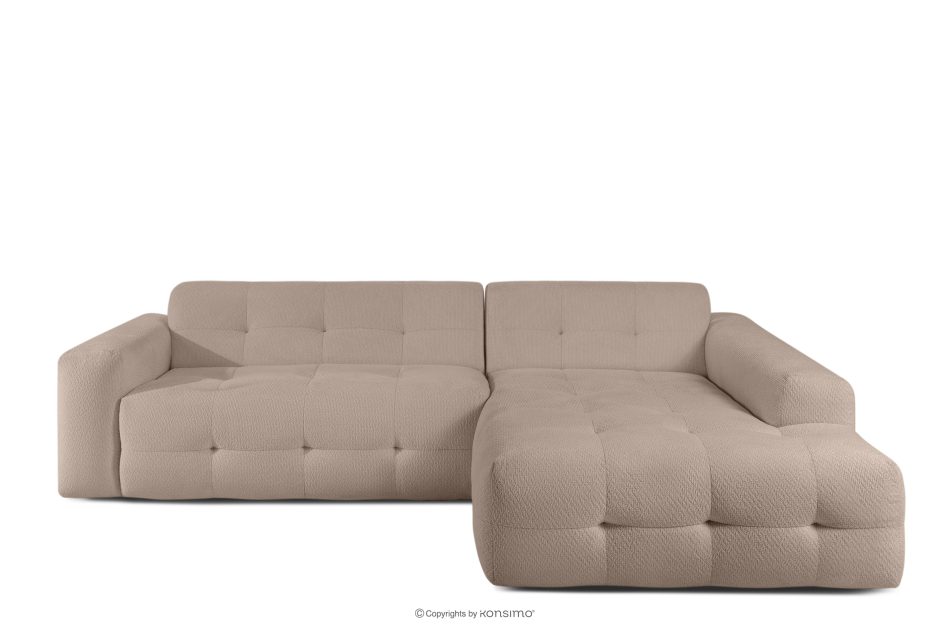 ALIGRA Wohnzimmermöbel-Set rechtes Ecksofa und Hocker aus Chenille-Stoff mit Steppung hellbraun hellbraun - Foto 16