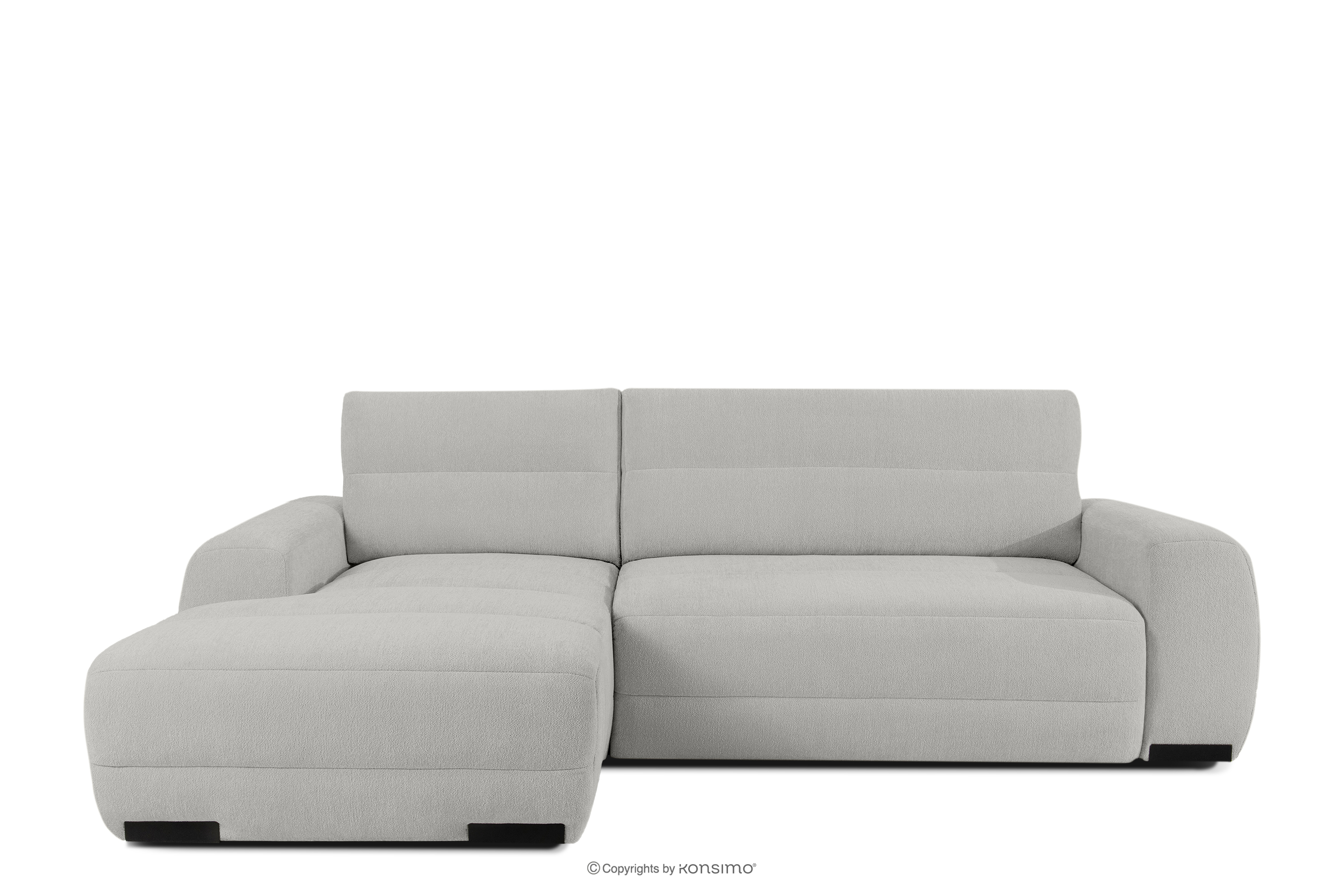 Modernes Ecksofa aus Chenille-Stoff links hellgrau