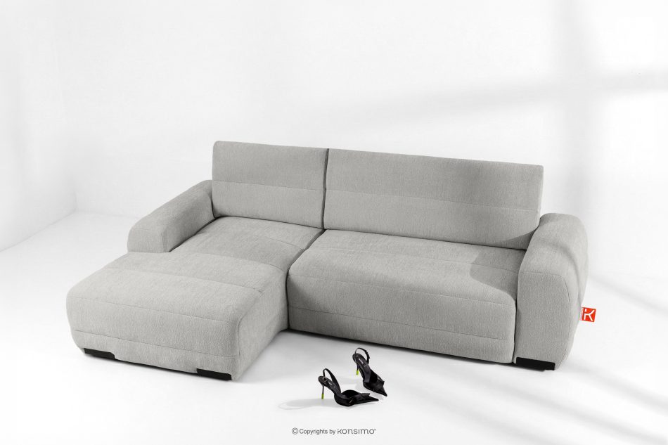 BLUME Modernes Ecksofa aus Chenille-Stoff links hellgrau hellgrau - Foto 1