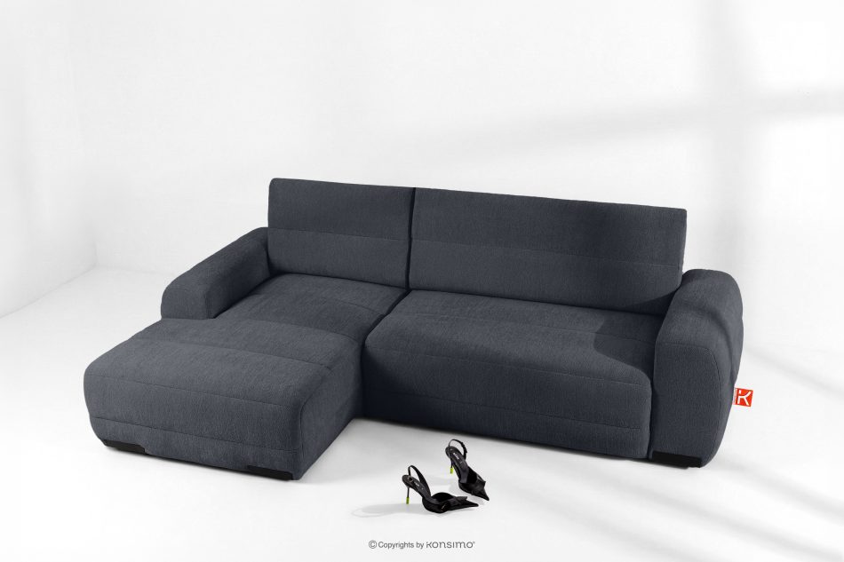 BLUME Modernes Ecksofa aus Chenille-Stoff links graphit graphit - Foto 1
