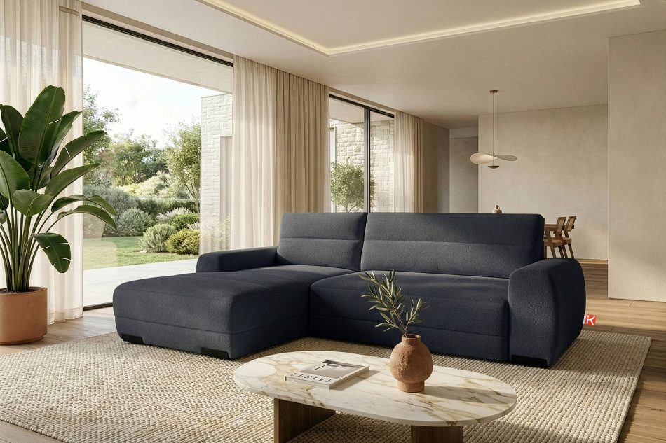 BLUME Modernes Ecksofa aus Chenille-Stoff links graphit graphit - Foto 16
