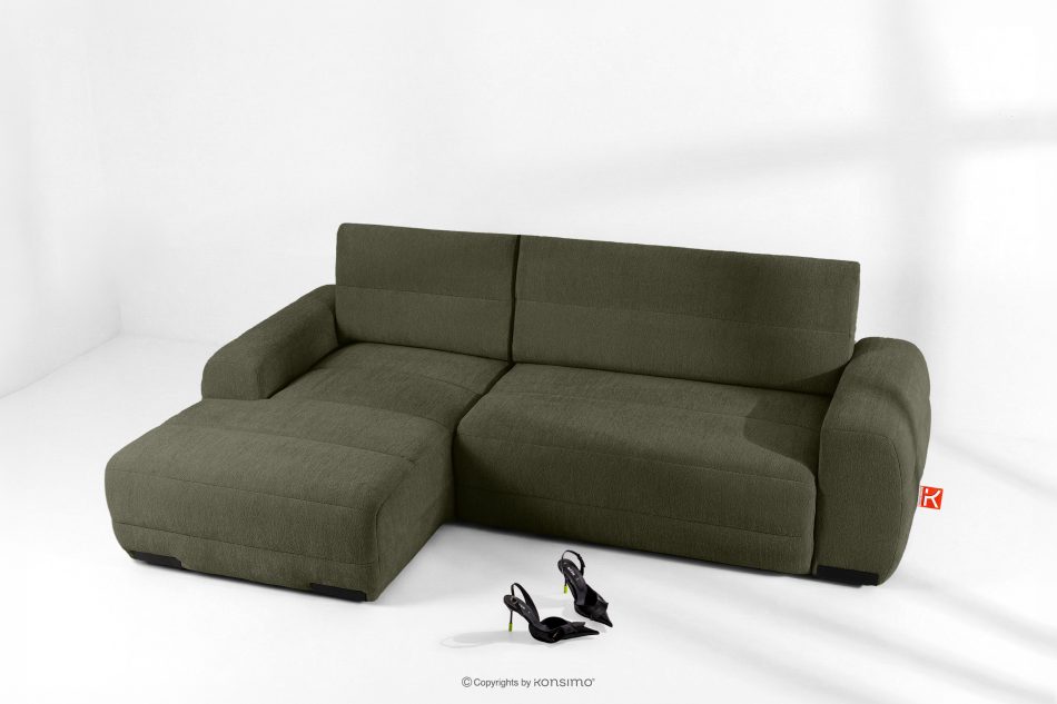BLUME Modernes Ecksofa aus Chenille-Stoff links dunkelgrün dunkelgrün - Foto 1