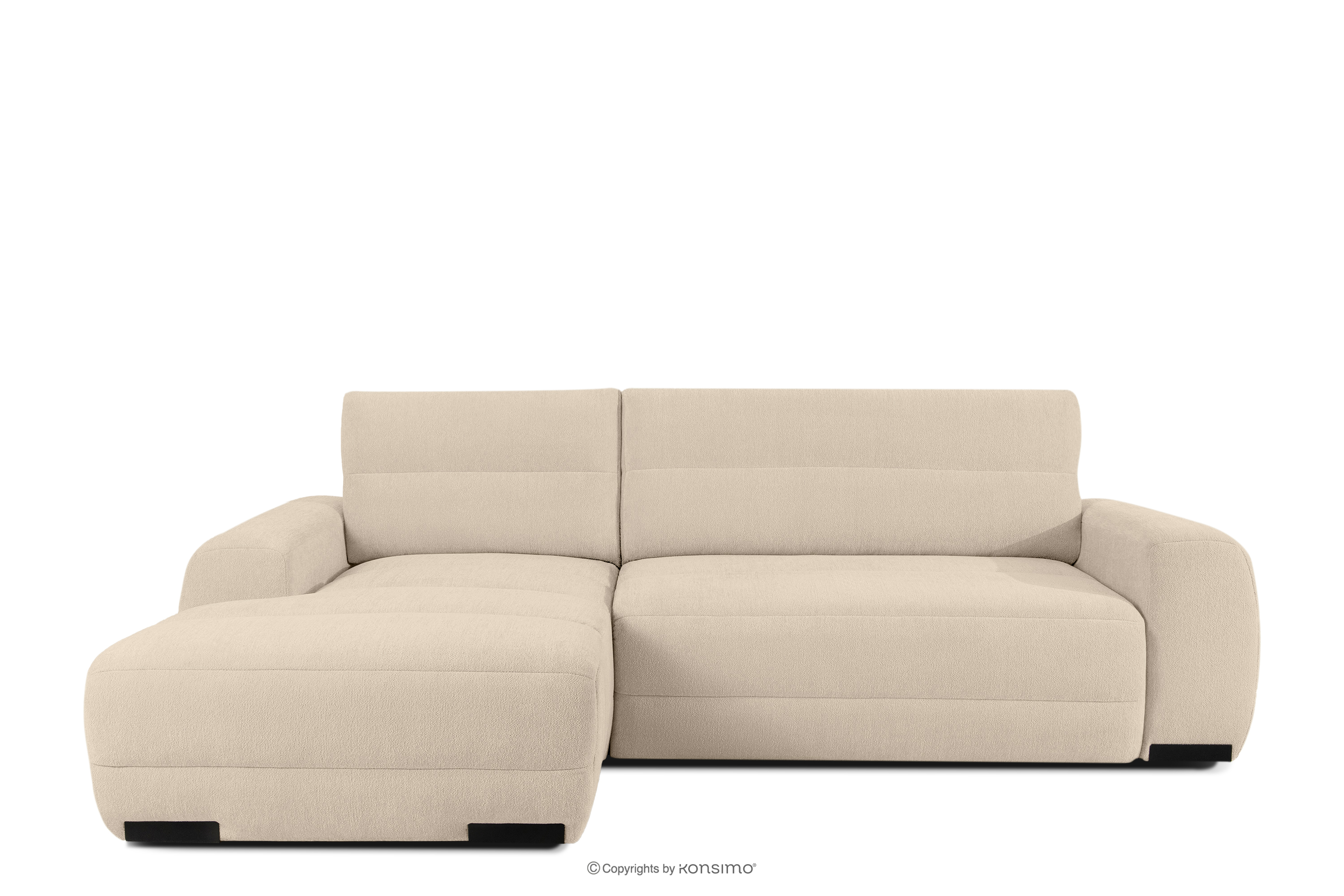 Modernes Ecksofa aus Chenille-Stoff links cremefarben