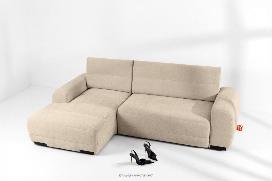 BLUME Modernes Ecksofa aus Chenille-Stoff links cremefarben cremefarbe - Foto 1