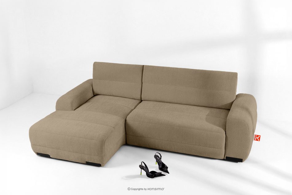 BLUME Modernes Ecksofa aus Chenille-Stoff links dunkelbeige dunkelbeige - Foto 1