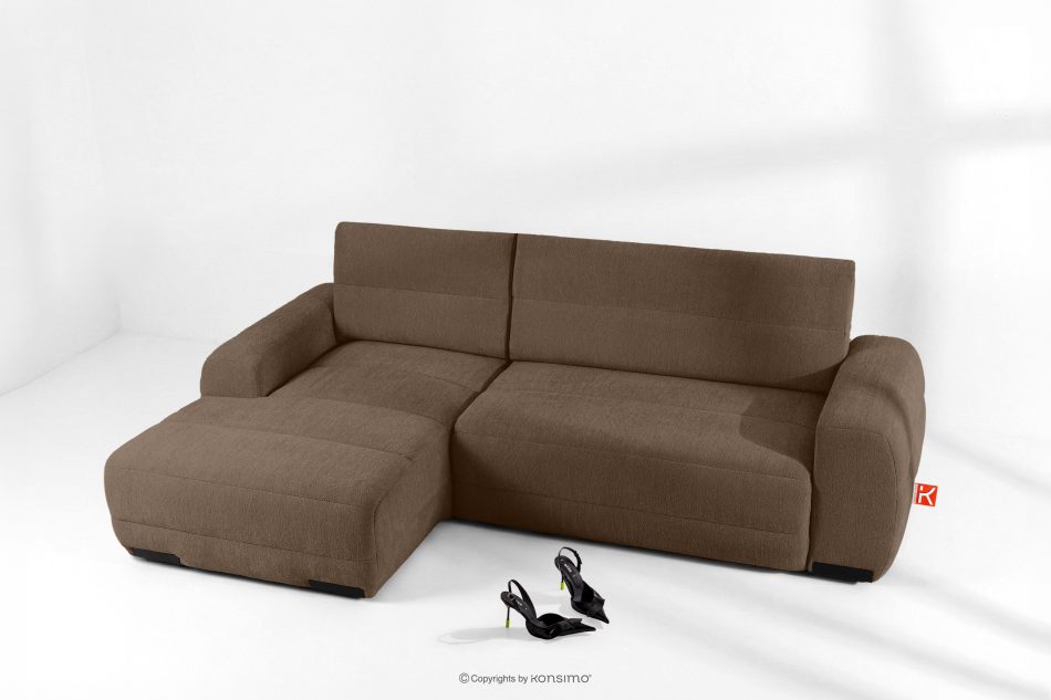 BLUME Modernes Ecksofa aus Chenille-Stoff links braun braun - Foto 1