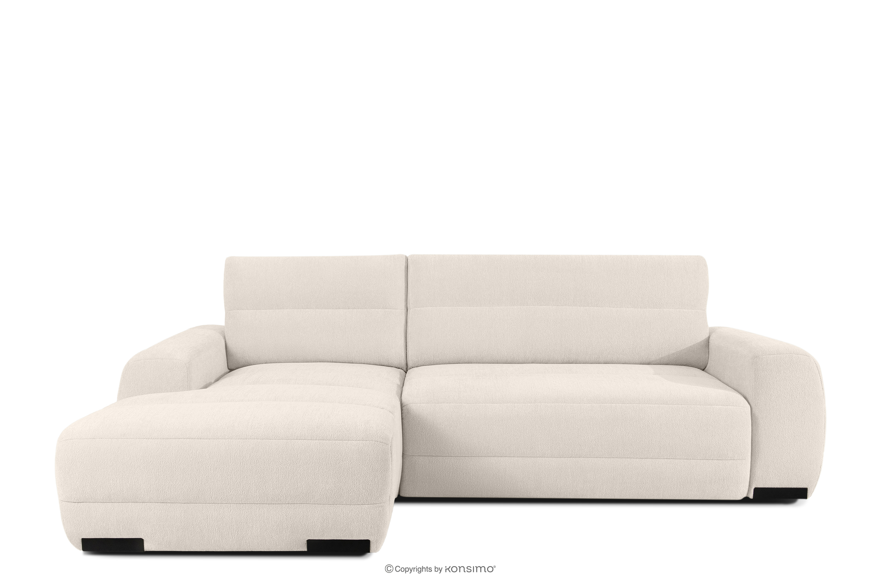 Modernes Ecksofa aus Chenille-Stoff links ecru