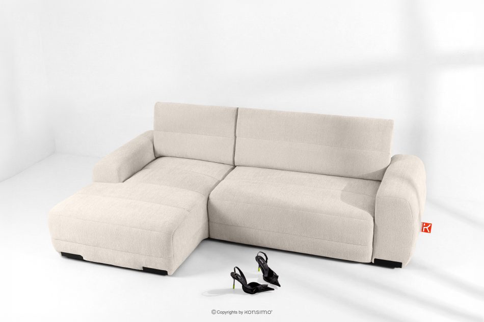 BLUME Modernes Ecksofa aus Chenille-Stoff links ecru ecru - Foto 1