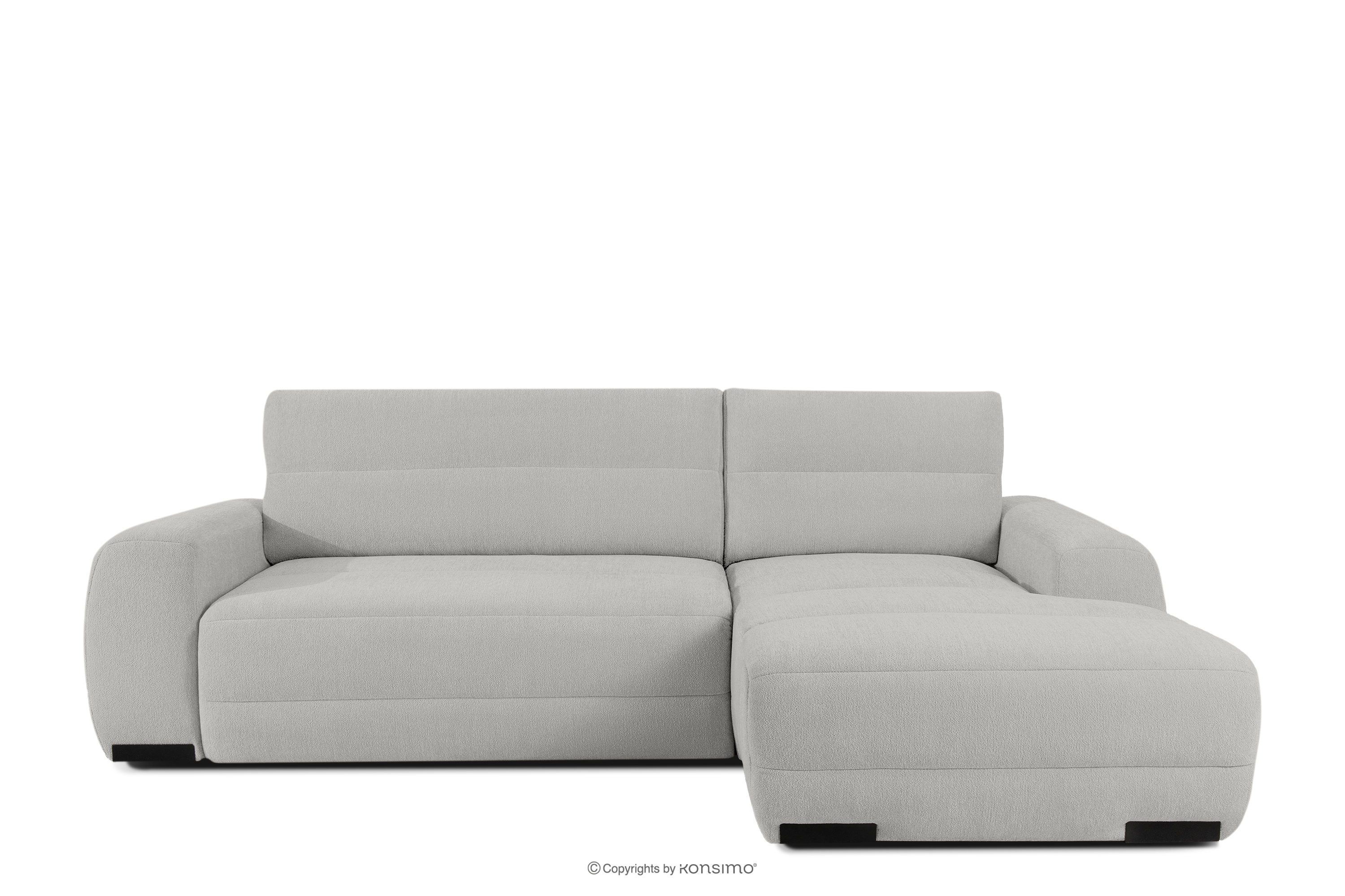 Modernes Ecksofa aus Chenille-Stoff rechts hellgrau
