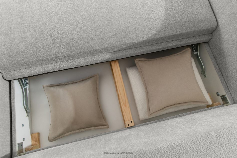 BLUME Modernes Ecksofa aus Chenille-Stoff rechts hellgrau hellgrau - Foto 13