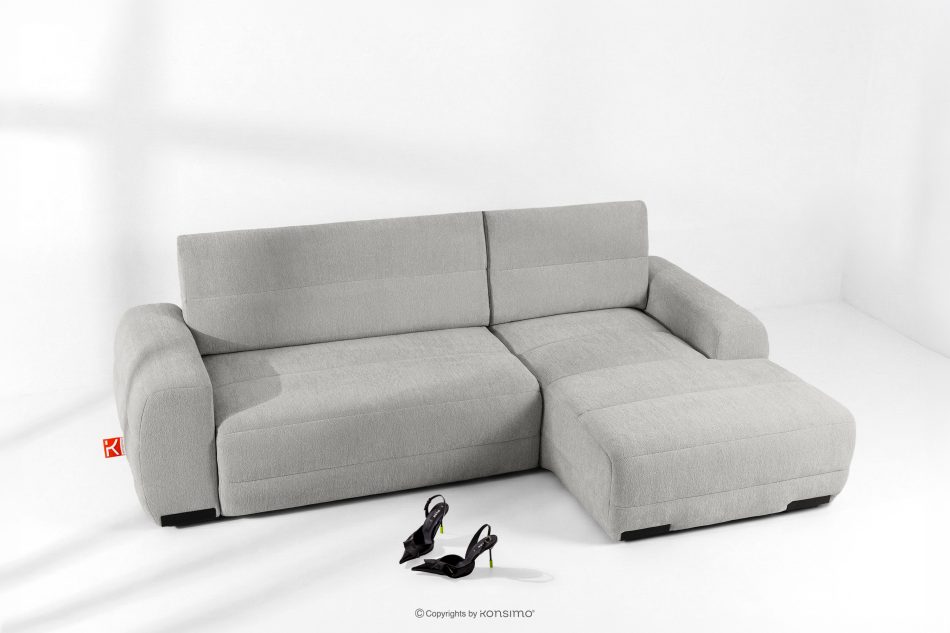 BLUME Modernes Ecksofa aus Chenille-Stoff rechts hellgrau hellgrau - Foto 1