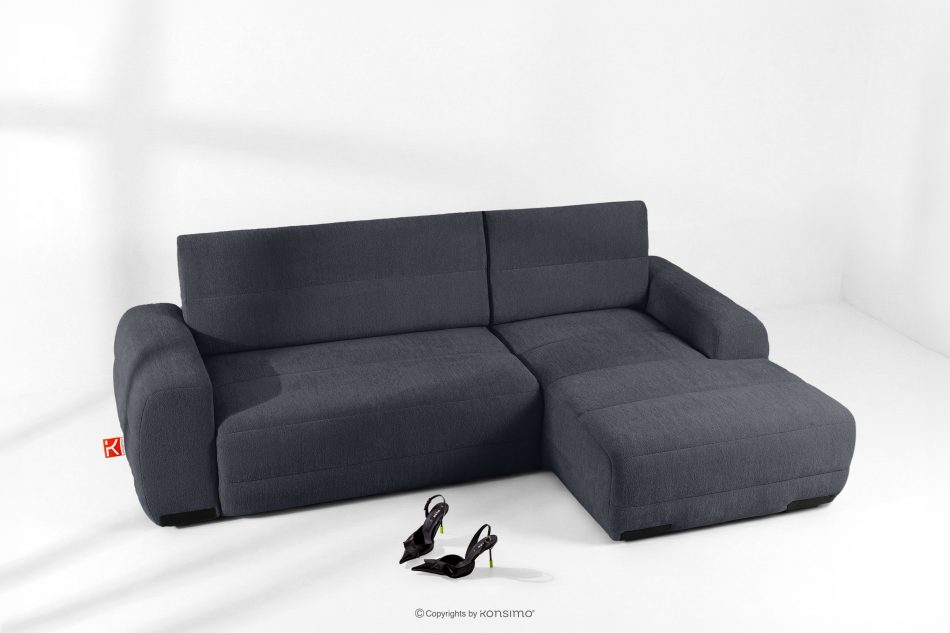 BLUME Modernes Ecksofa aus Chenille-Stoff rechts graphit graphit - Foto 1