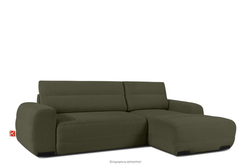 BLUME Modernes Ecksofa aus Chenille-Stoff rechts dunkelgrün dunkelgrün - Foto 2