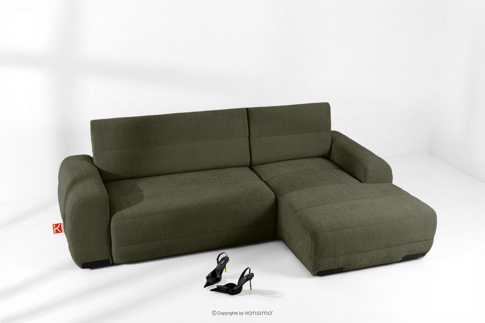 BLUME Modernes Ecksofa aus Chenille-Stoff rechts dunkelgrün dunkelgrün - Foto 1