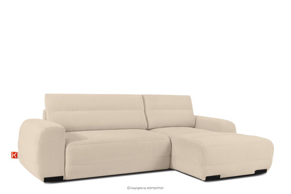 BLUME Modernes Ecksofa aus Chenille-Stoff rechts cremefarben cremefarbe - Foto 2