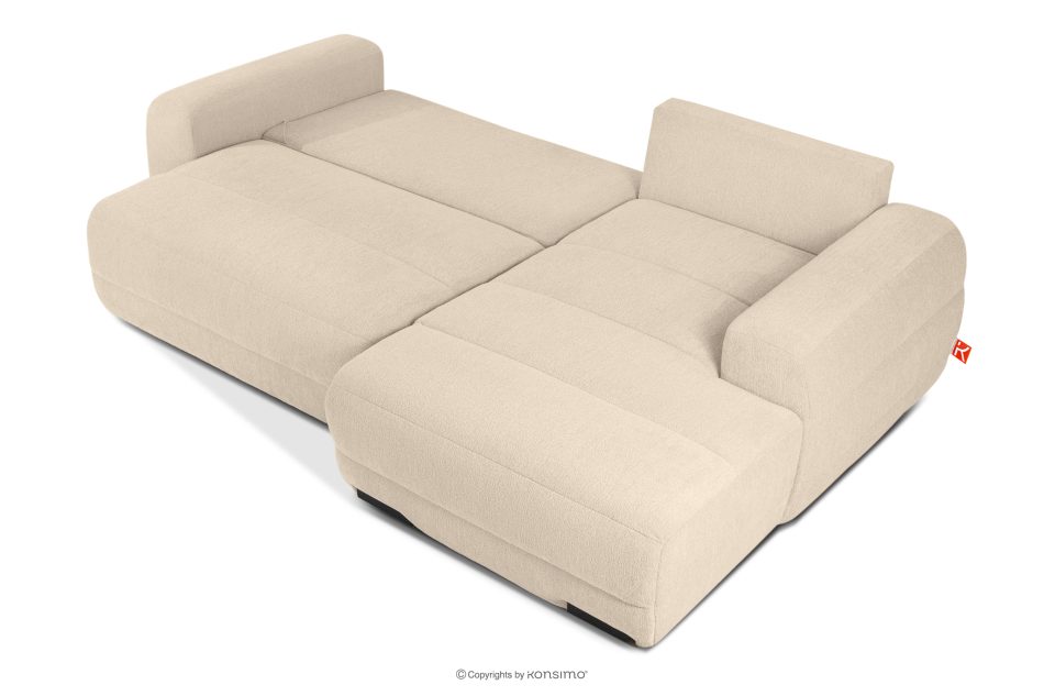 BLUME Modernes Ecksofa aus Chenille-Stoff rechts cremefarben cremefarbe - Foto 4