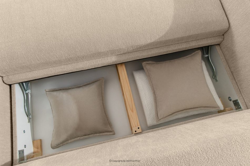 BLUME Modernes Ecksofa aus Chenille-Stoff rechts cremefarben cremefarbe - Foto 13
