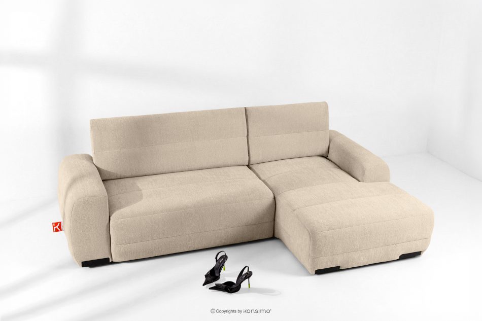 BLUME Modernes Ecksofa aus Chenille-Stoff rechts cremefarben cremefarbe - Foto 1