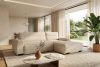 BLUME Modernes Ecksofa aus Chenille-Stoff rechts cremefarben cremefarbe - Foto 17