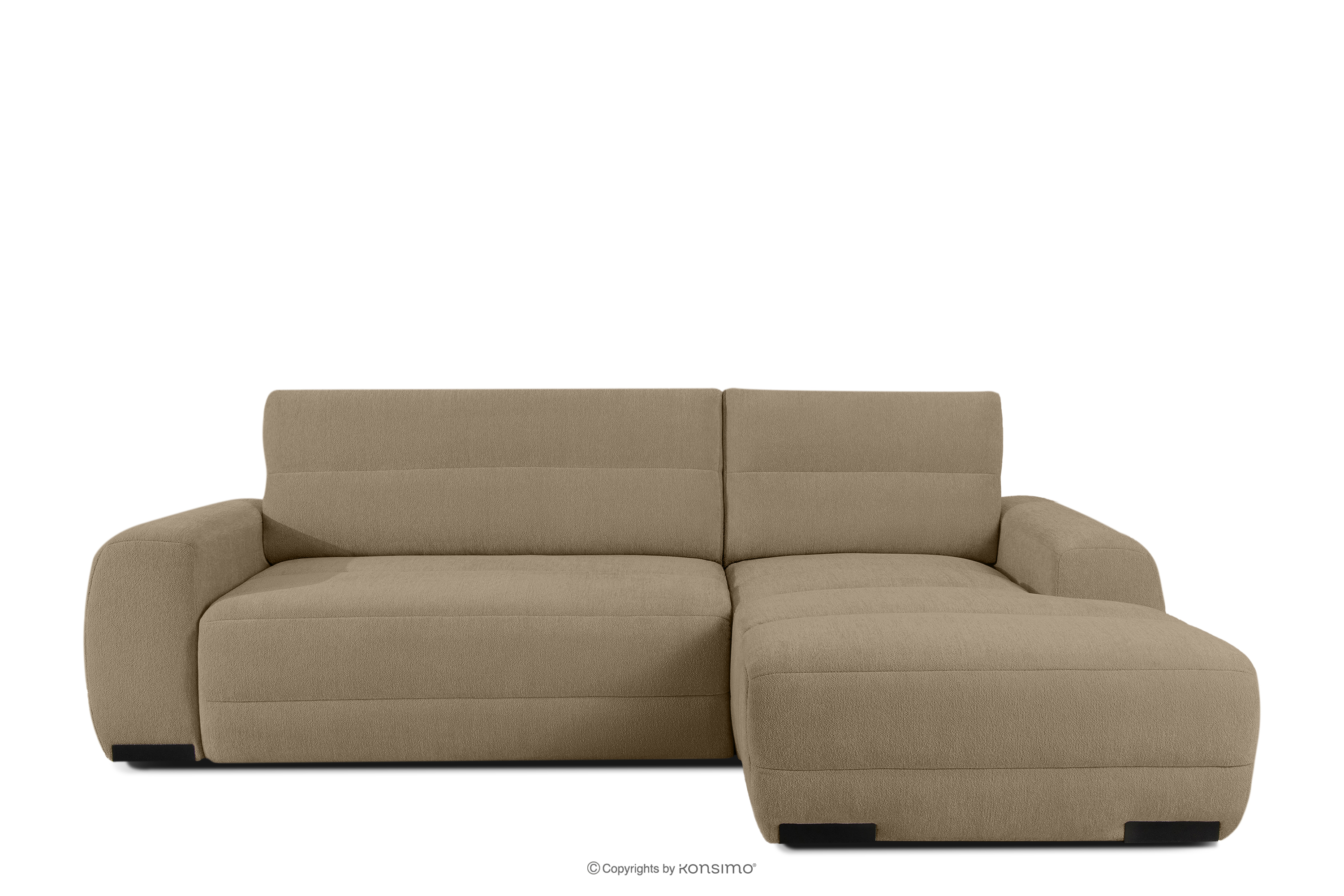 Modernes Ecksofa aus Chenille-Stoff rechts dunkelbeige