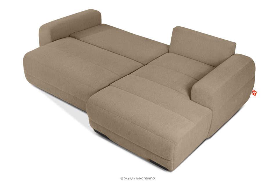BLUME Modernes Ecksofa aus Chenille-Stoff rechts dunkelbeige dunkelbeige - Foto 4