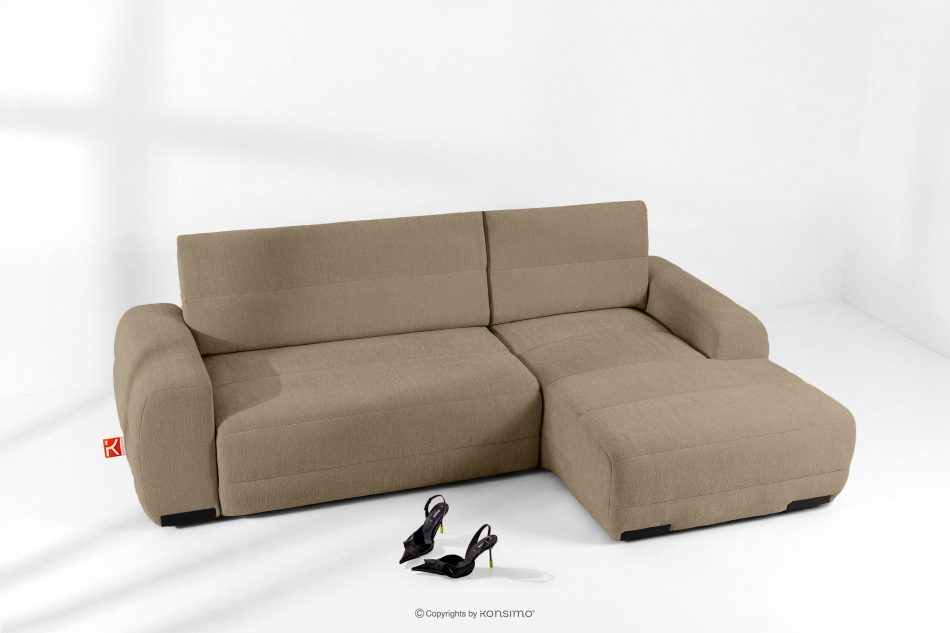 BLUME Modernes Ecksofa aus Chenille-Stoff rechts dunkelbeige dunkelbeige - Foto 1