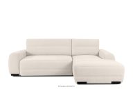 Modernes Ecksofa aus Chenille-Stoff rechts ecru