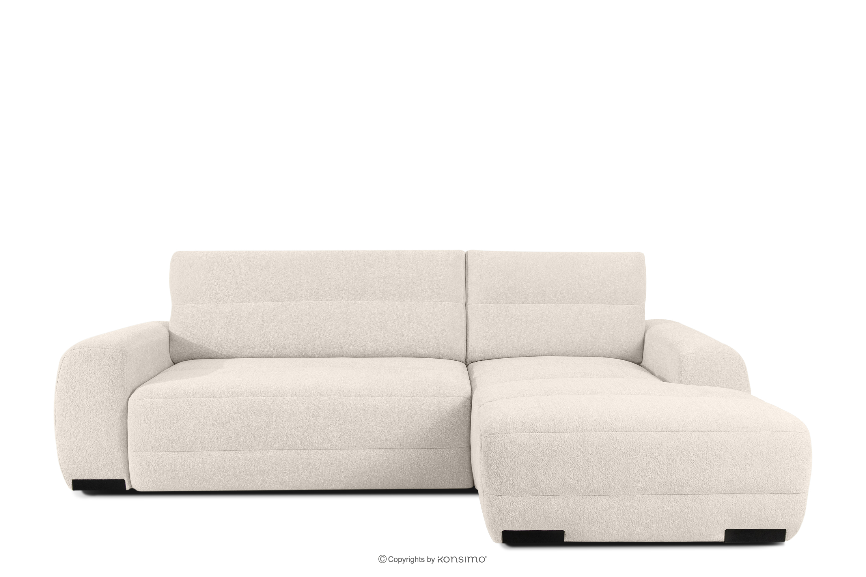 Modernes Ecksofa aus Chenille-Stoff rechts ecru