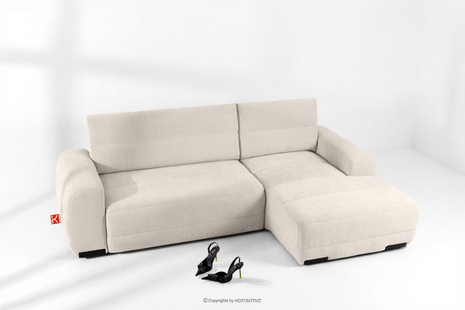 BLUME Modernes Ecksofa aus Chenille-Stoff rechts ecru ecru - Foto 1