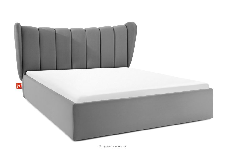 GIZO Polsterbett im Muschel-Design mit Bettkasten 160 cm hellgrau hellgrau - Foto 0