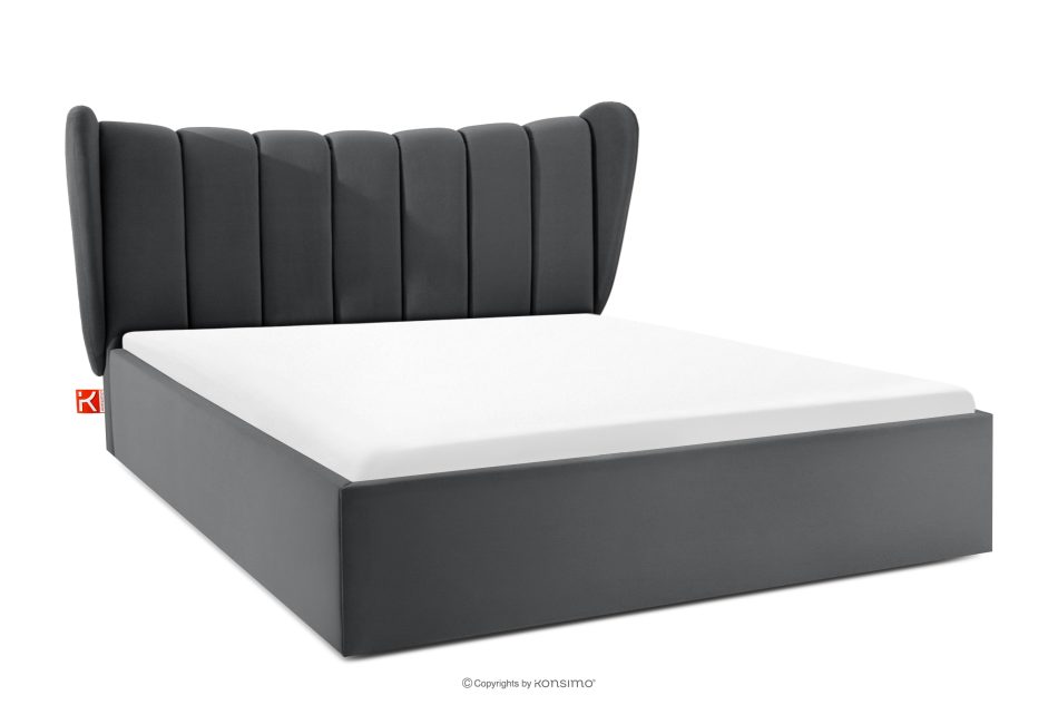GIZO Polsterbett im Muschel-Design mit Bettkasten 160 cm dunkelgrau dunkelgrau - Foto 0