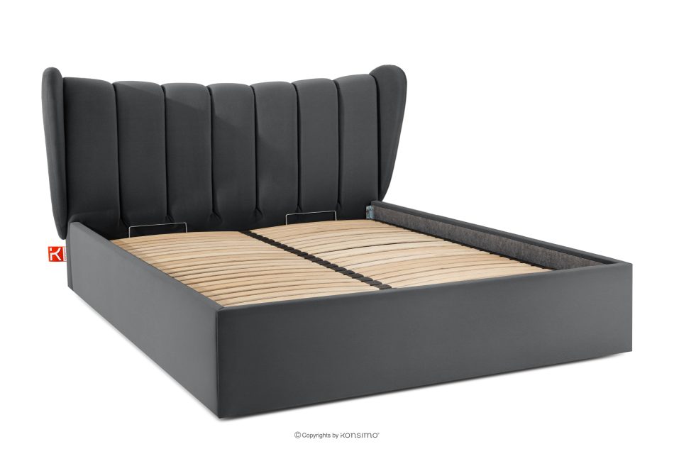 GIZO Polsterbett im Muschel-Design mit Bettkasten 160 cm dunkelgrau dunkelgrau - Foto 2
