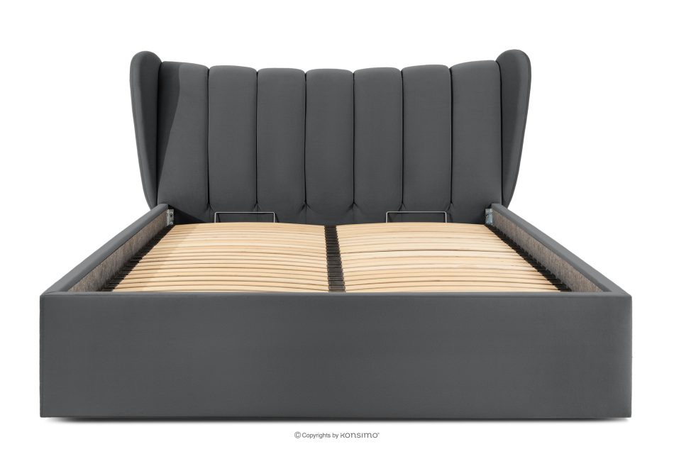 GIZO Polsterbett im Muschel-Design mit Bettkasten 160 cm dunkelgrau dunkelgrau - Foto 3