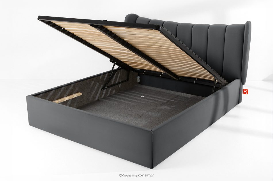 GIZO Polsterbett im Muschel-Design mit Bettkasten 160 cm dunkelgrau dunkelgrau - Foto 13